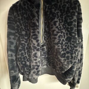 Jordan Black and Gray Leopard Teddy Jacket